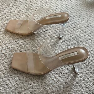 Tony Bianco Nude Clear Strap Heeled Mules